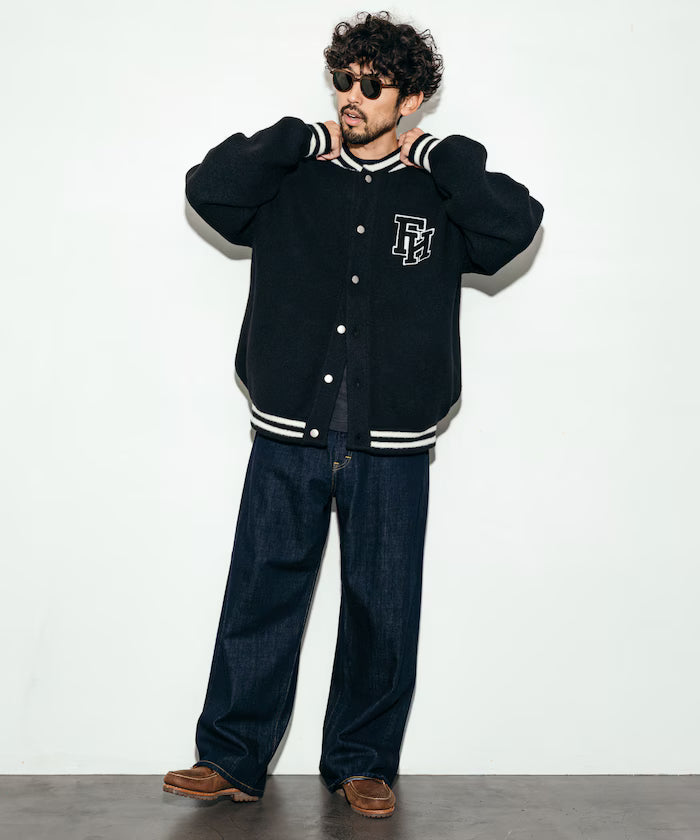 Relaxed Fit Logo Knit Varsity Jacket