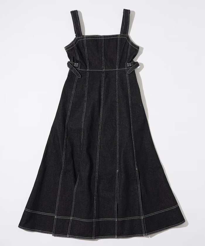 Denim Mermaid Dress / A-Line Slit Denim Overall Dress / Jumper Skirt