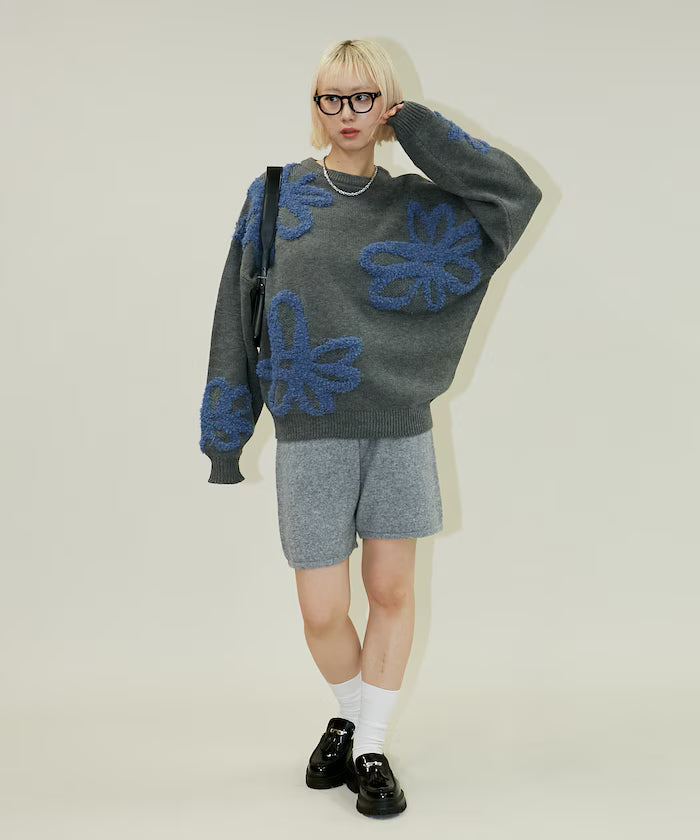 Boucle Flower Pattern Pullover Knit [Limited Edition]