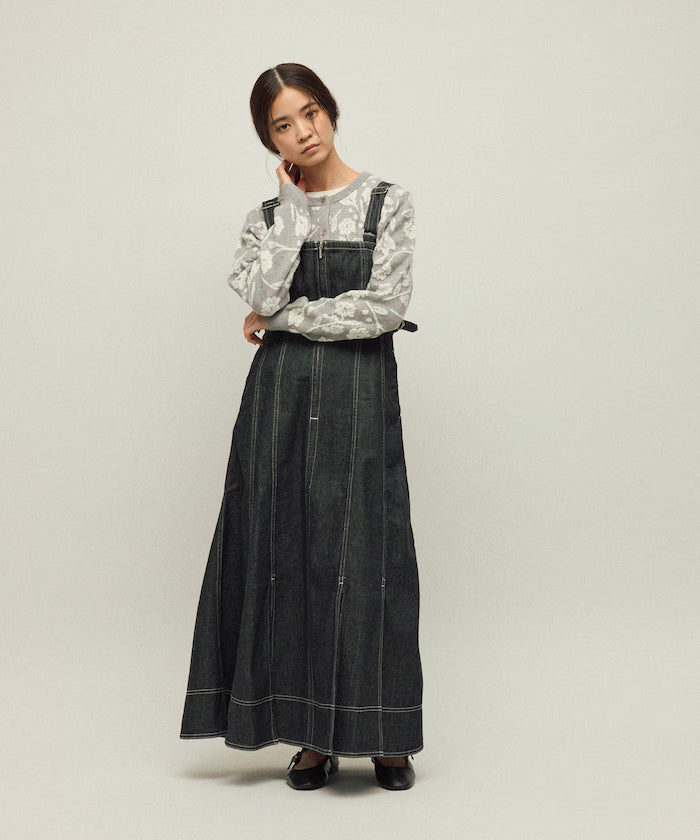 Denim Mermaid Dress / A-Line Slit Denim Overall Dress / Jumper Skirt