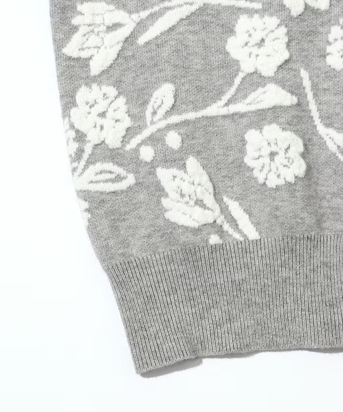 Flower Jacquard Knit Cardigan