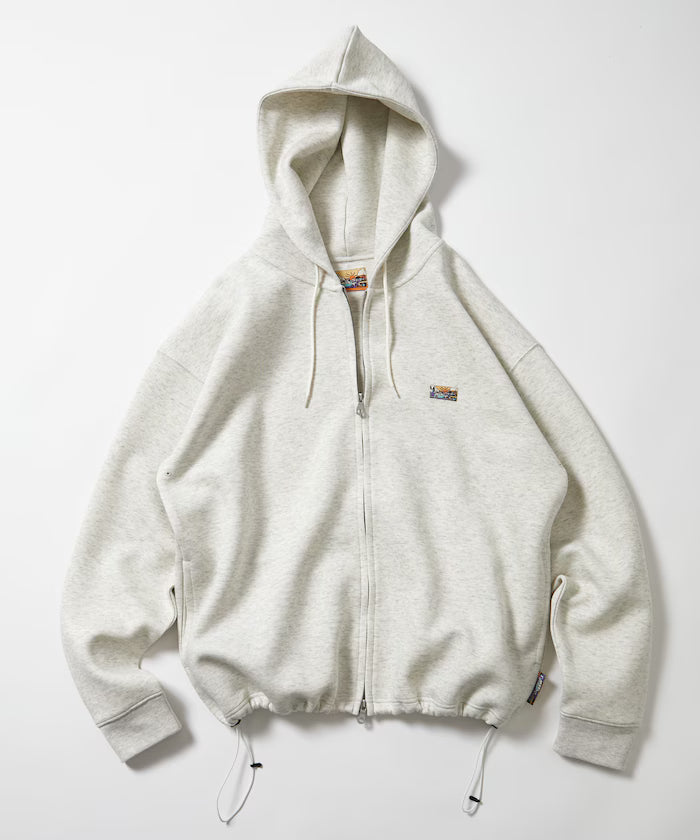 Big Silhouette Spindle Cardboard One Point Logo Sweat Zip-Up Hoodie