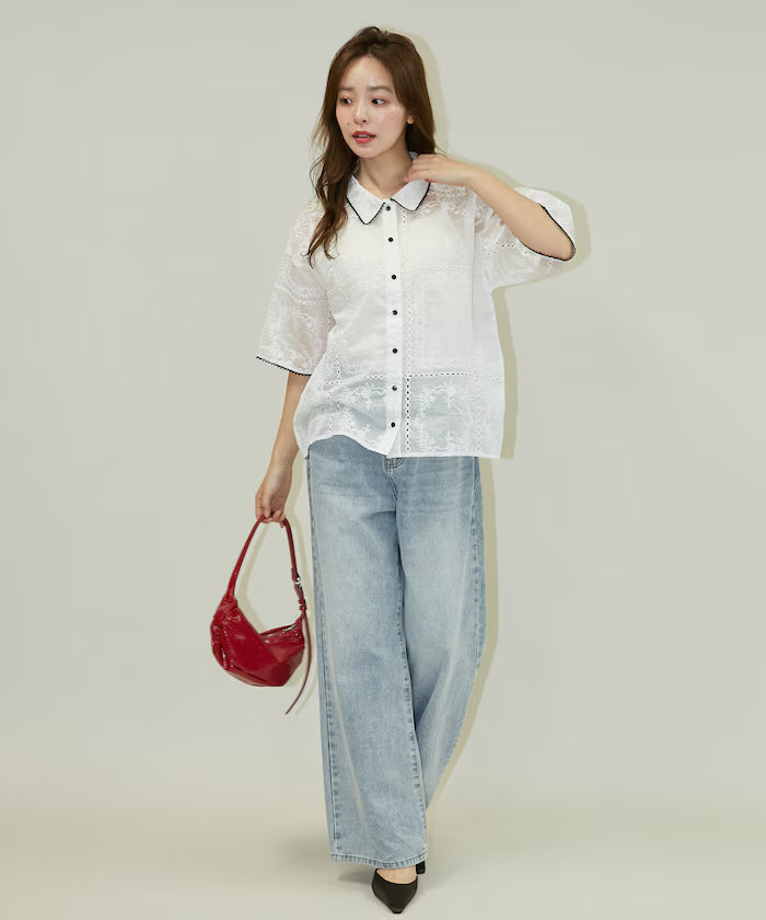 Pico race lace color collar lace shirt limited edition