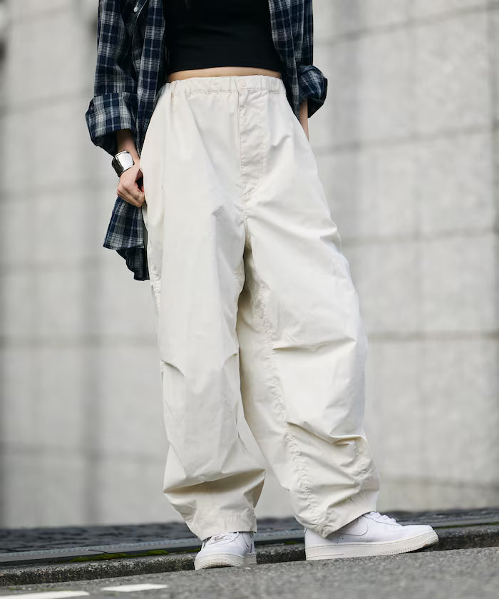Quick Dry Fabric Wide Silhouette Poly Rip Cross Military Circus Pants/UV Cut/Quick Dry 【Limited Edition】