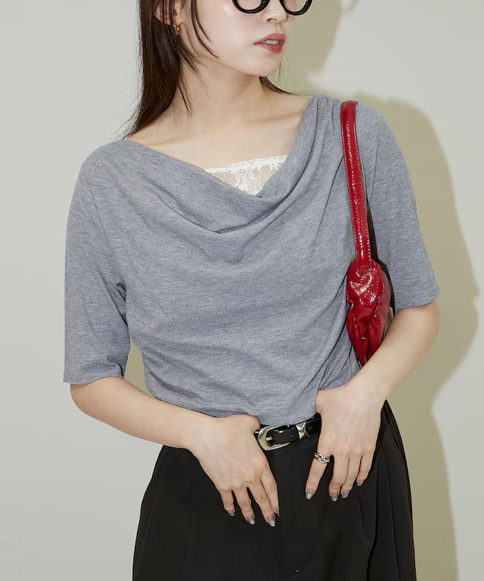 Race Layered Tereko Draped T-Shirt Limited Edition - Gray