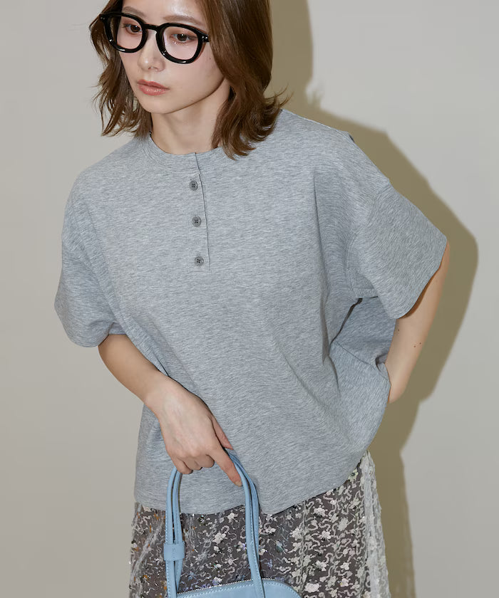 <contact cool> Cool Ponte Henry Neck T-Shirt Limited Release