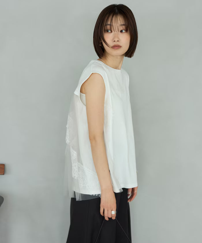 Organic Cotton Tulle Lace Docking Top