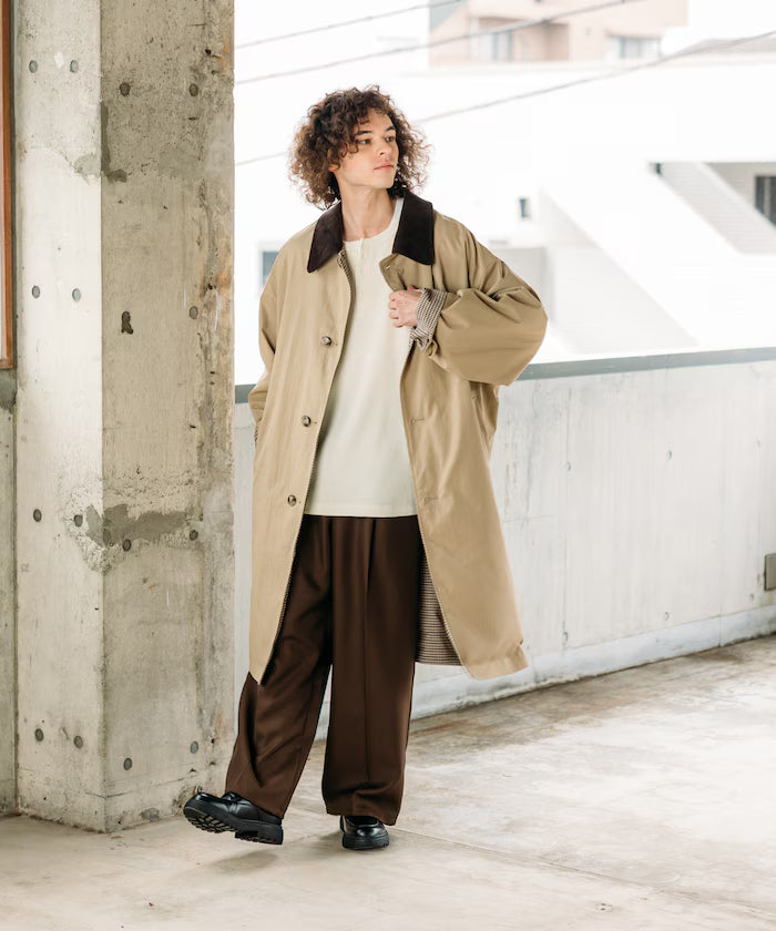 Wide Silhouette Staple Twill Easy Slacks/Wide Slacks [Limited Edition]