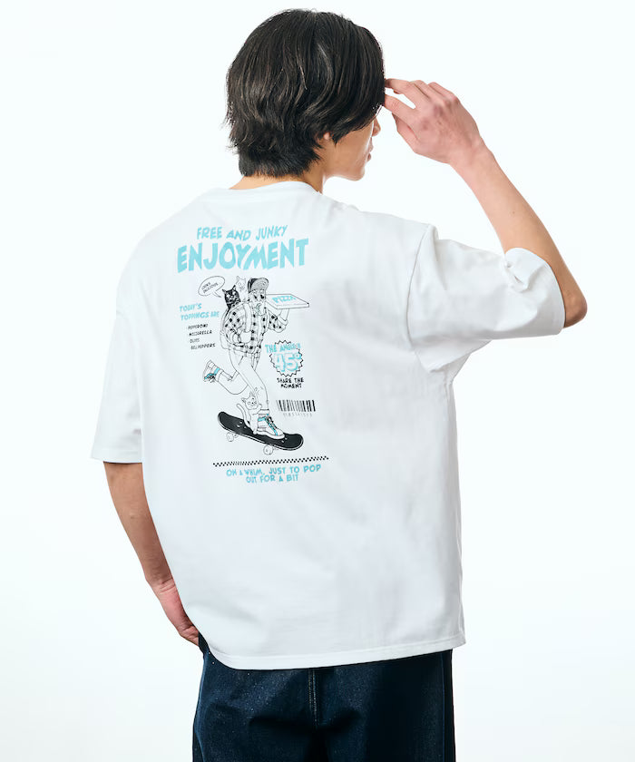 Limited Edition Big Silhouette Back Print T-Shirt SKATE MAN - White