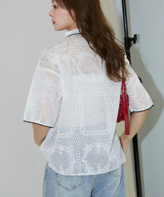 Pico race lace color collar lace shirt limited edition