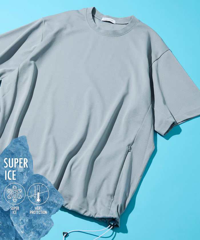 SUPER ICE / Super Ice Crew Neck Spindle T-Shirt Contact Cooling / Quick Dry / UV Cut - Sax