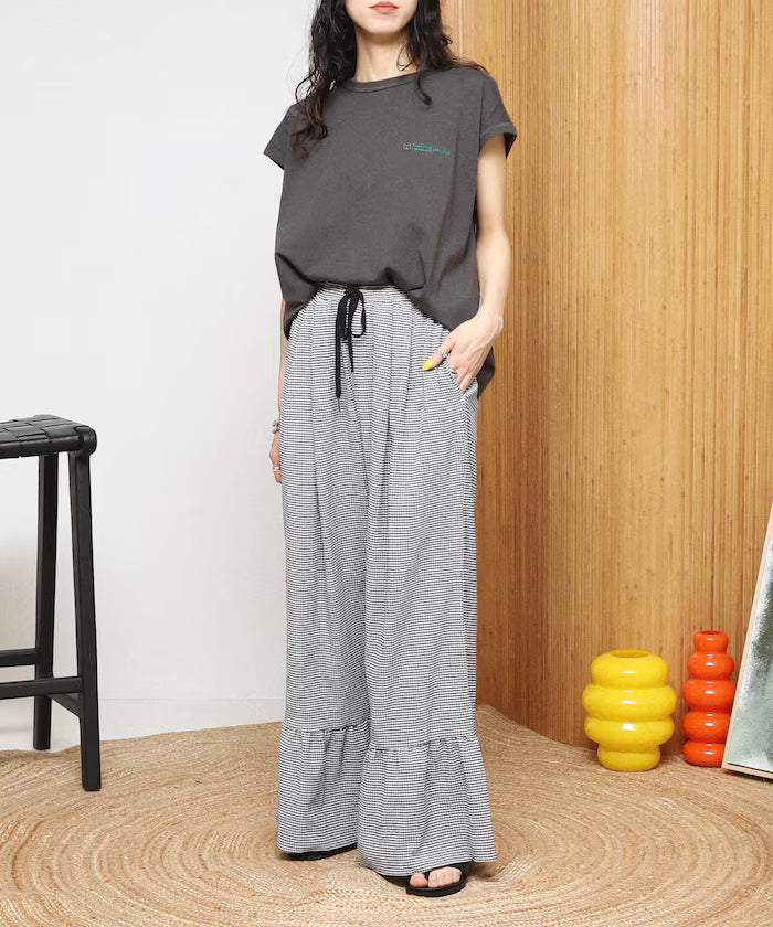 Wide Silhouette Tiered Check Easy Pants [Limited Edition]