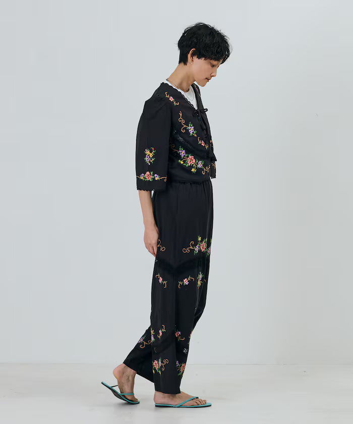 India Flower Cross Embroidery Lace Bolero