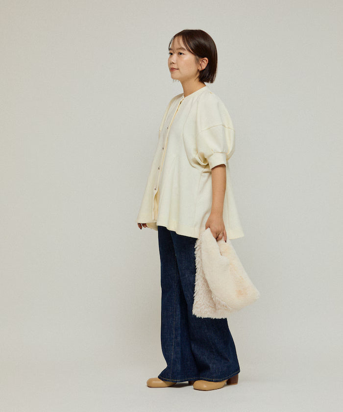 Cardigan with Peplum and Puff Sleeves