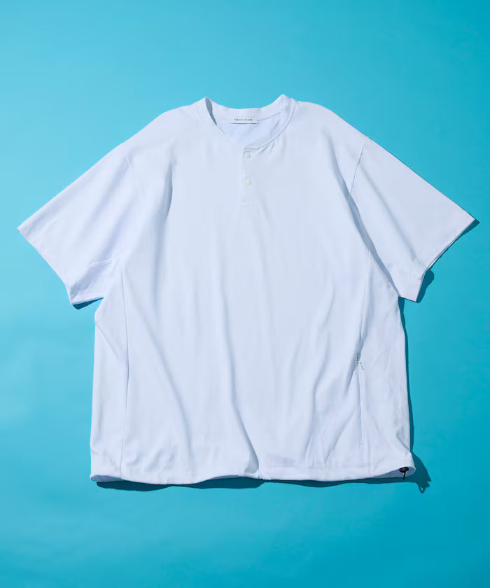 SUPER ICE / Super Ice Henry Neck Spindle T-Shirt Contact Cold Sensation / Quick Drying / UV Cut