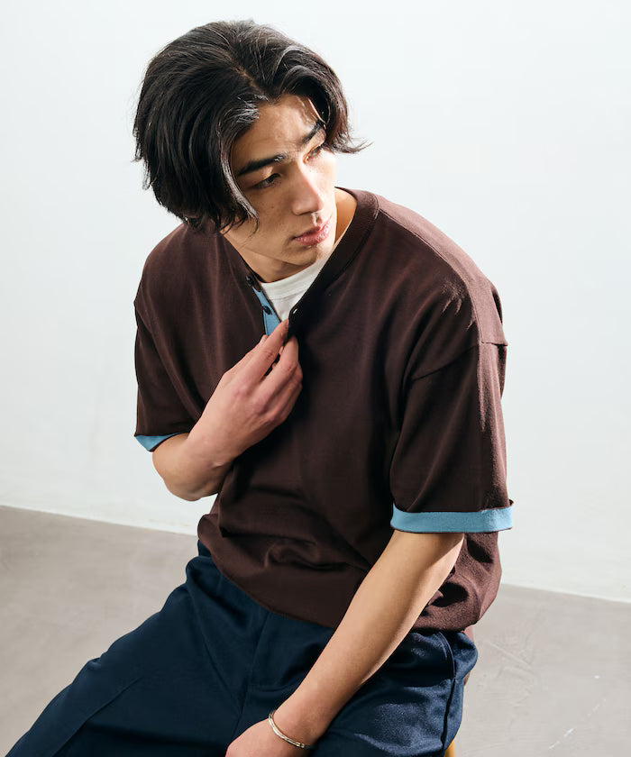 Relax Fit Relax Fit Cool Touch Color Block Henry Neck Pullover 【Limited Edition】