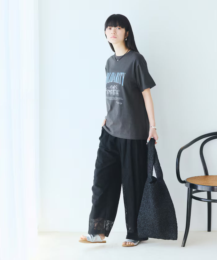 Comfortable Logo Horse Print Crew Neck T-Shirt