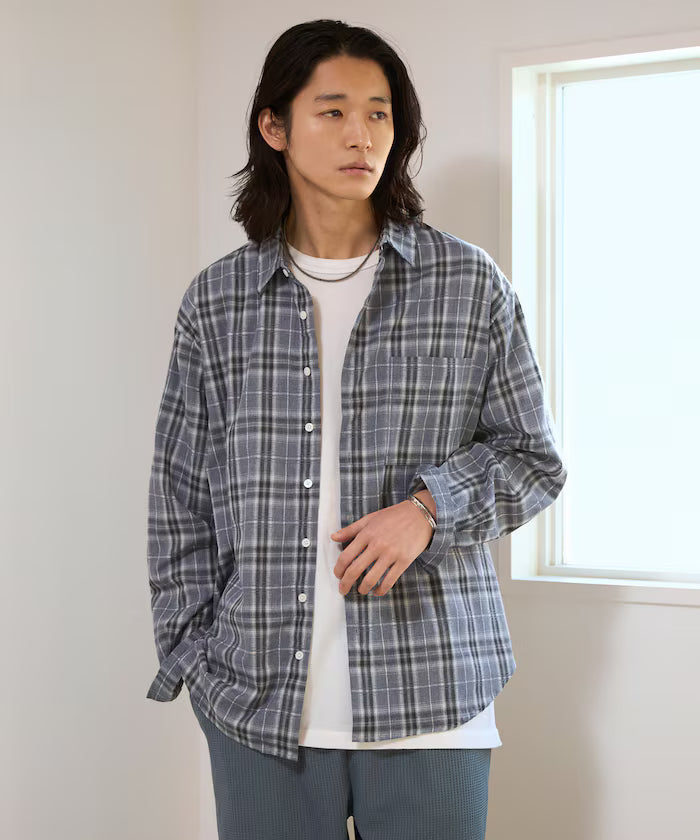 Big Silhouette Ombre Check Shirt / Long Sleeve