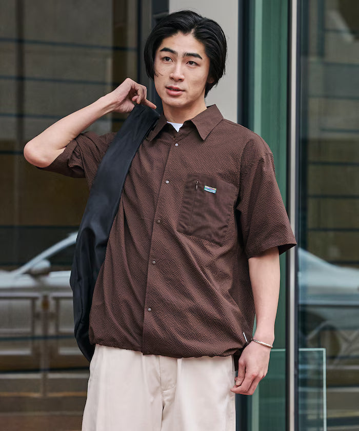 Limited Release AiRide Air Ride Relax Fit Mixed Material Pocket Seersucker Shirt Quick Dry Moisture Wicking UV Cut