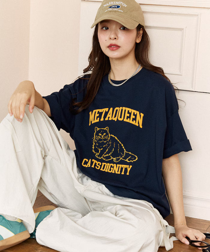 <Functional Material> METAQUEEN Cat Print T-Shirt Limited Edition