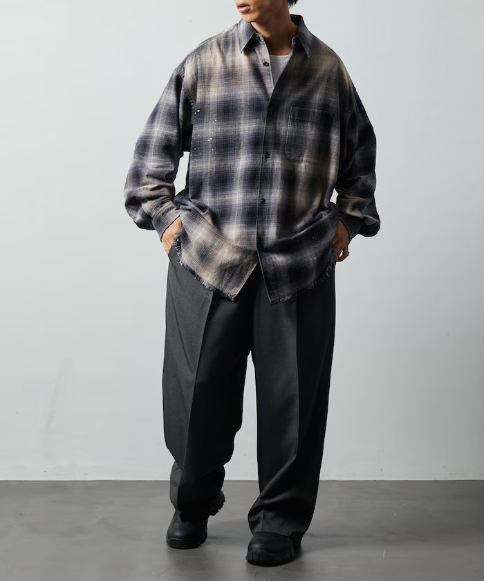 Relax Fit Relaxed Fit Bleached Ombre Check Flannel Shirt [Limited Edition]