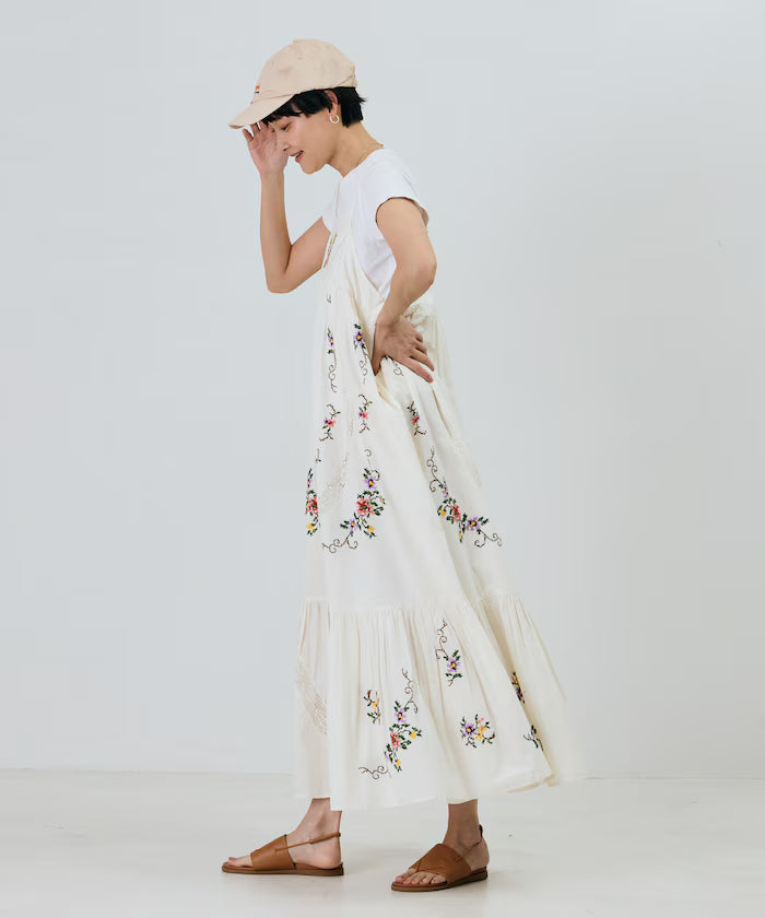 India Flower Cross Stitch Lace Camisole Dress