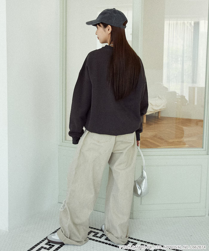 "HELLO KITTY/Hello Kitty" glasses college-style sweatshirt limited edition