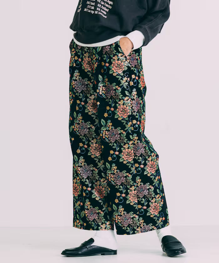 Flower Jacquard Wide Pants