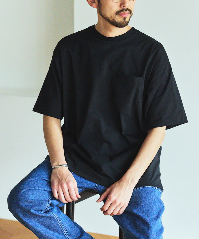 AIRDRY HIGH TECHYARN 7.7oz Big Silhouette Crew Neck Pocket T-Shirt Quick-dry Heat Shield
