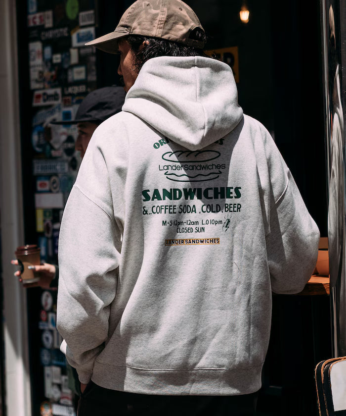LANDER SANDWICHES×FREAK'S STORE/LANDER Limited Big Silhouette Back Print Sweat Hoodie 【Limited Release】 - Ash Gray