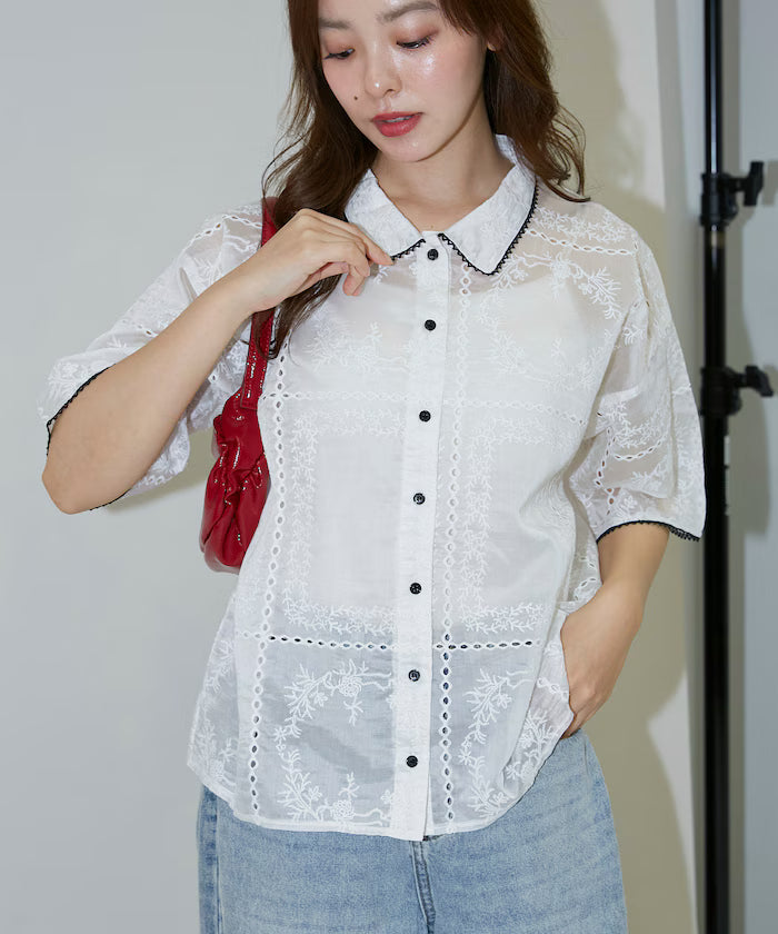 Pico race lace color collar lace shirt limited edition