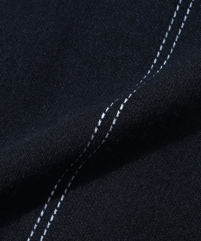 Oversized Wool Blend Knit Coverall / Color Stitch Knit Jacket