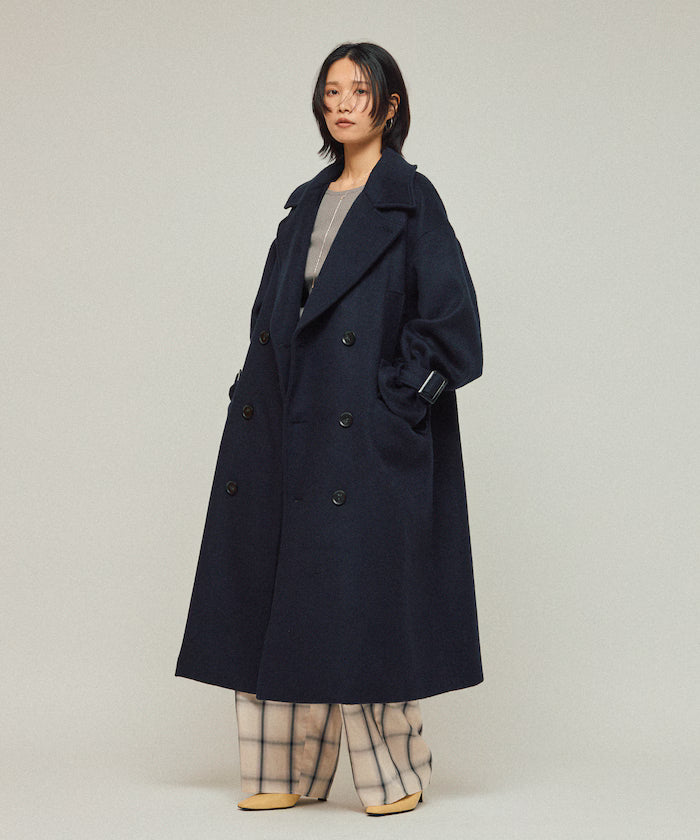 Oversized Recycled Wool Coat - Navy