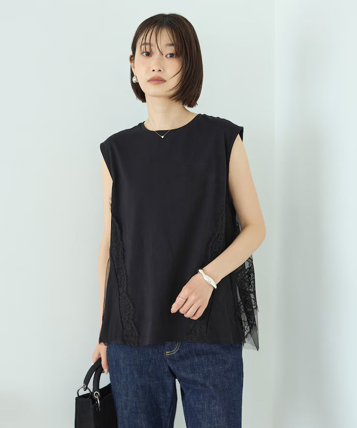 Organic Cotton Tulle Lace Docking Top