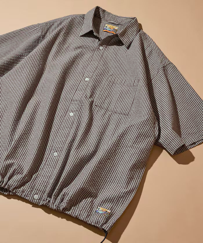 FREAK'S STORE for BEACH & FES Seersucker Spindle Regular Collar Short Sleeve Shirt
