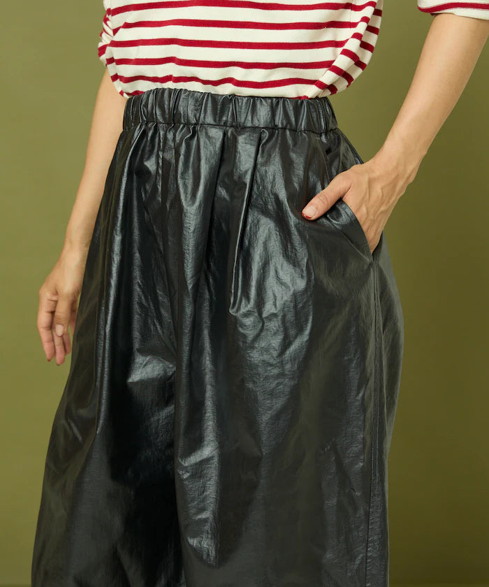 Leatherette Easy Tuck Pants