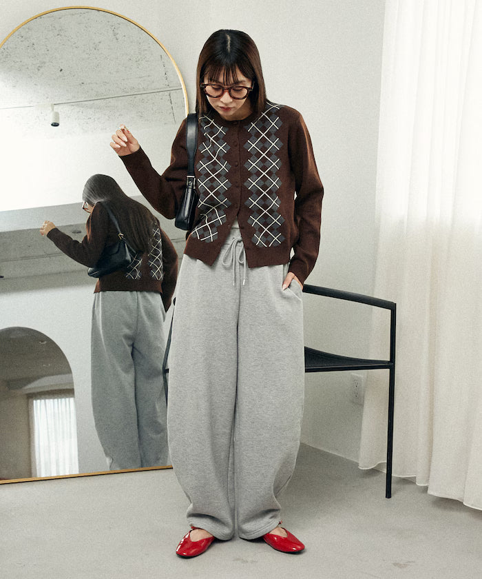 Argyle Pattern Jacquard Knit Cardigan Limited Edition