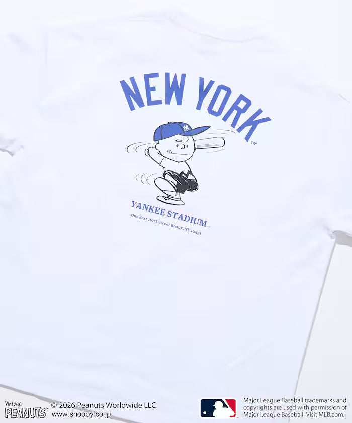 PEANUTS×MLB Exclusive Big Silhouette Back Print T-Shirt / YANKEES 【Limited Edition】 - White