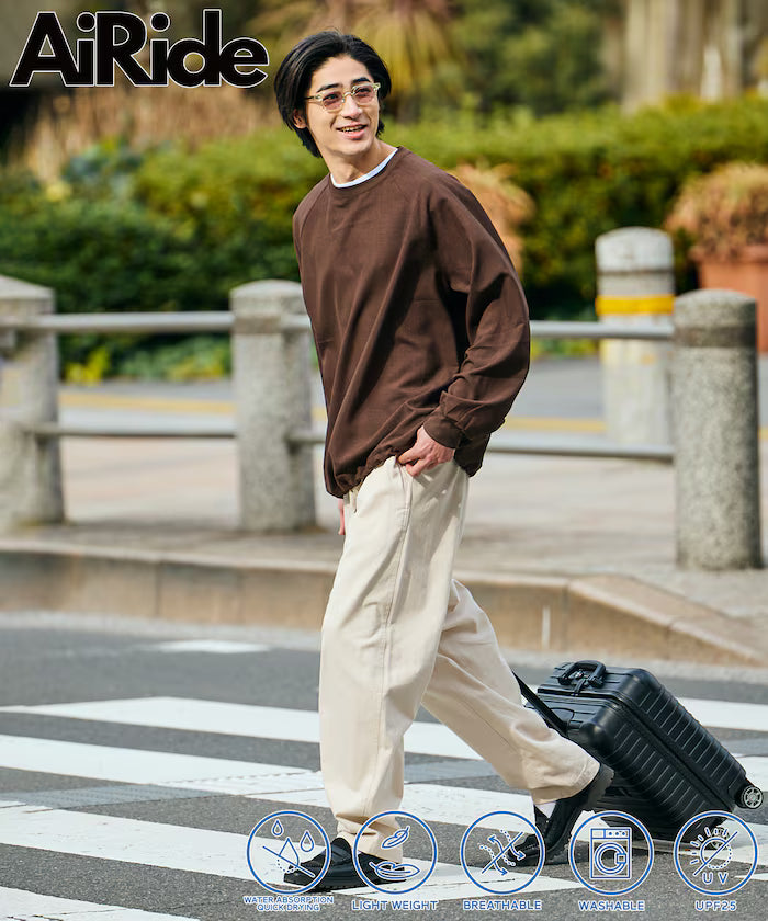 AiRide/Air Ride Relax Fit Raglan Long Sleeve Pullover/Pocketable/Quick Dry/UV Cut [Limited Edition] - Brown