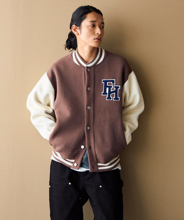 Relaxed Fit Logo Knit Varsity Jacket