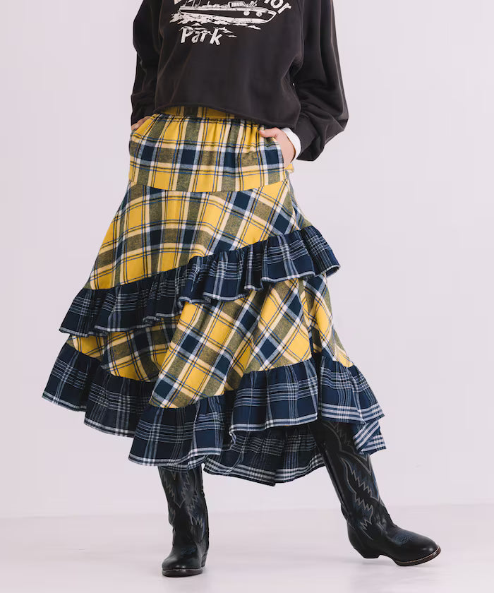 Nell Check Asymmetrical Frill Skirt
