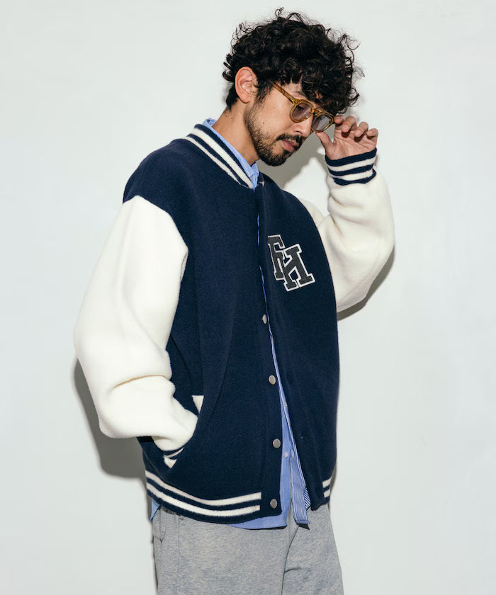 Relaxed Fit Logo Knit Varsity Jacket