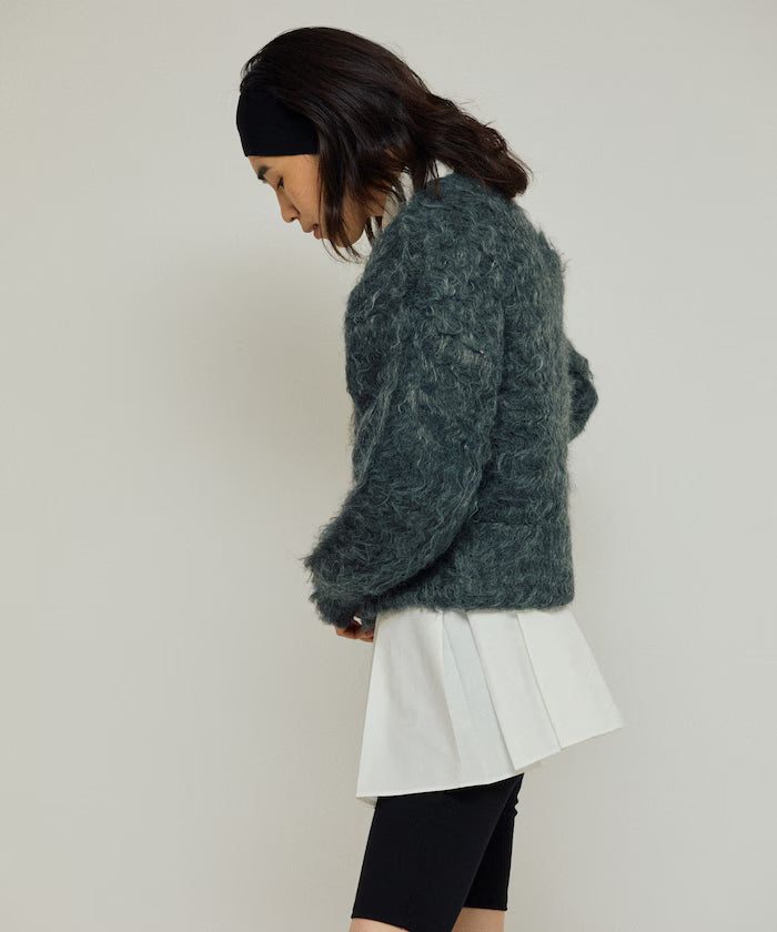 Variation Button Shaggy Knit Cardigan
