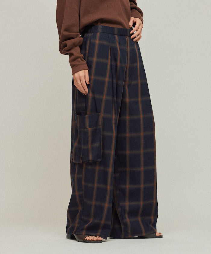 Ombre Check Easy Pants / Patch Pocket Wide Easy Pants