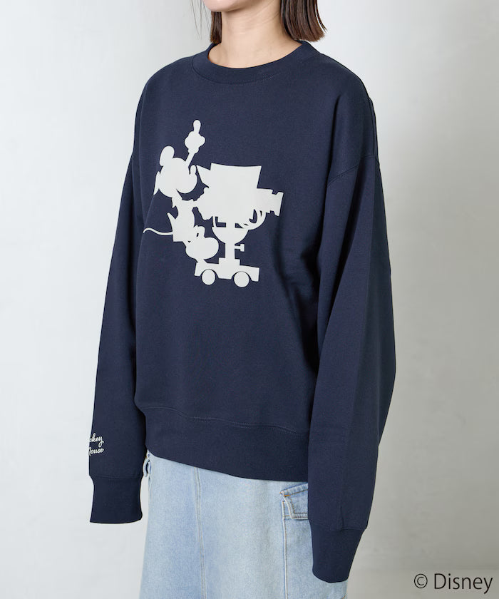 FREAK'S STORE×Ami Maeda/Disney/Mickey Mouse/Mickey Mouse/Flock Print Sweatshirt [Limited Edition]