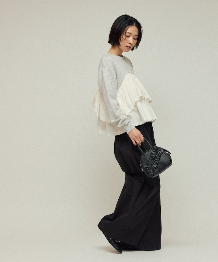 Organic Cotton Docking Frill Sweat / Relaxed Fit / Backed Sweat