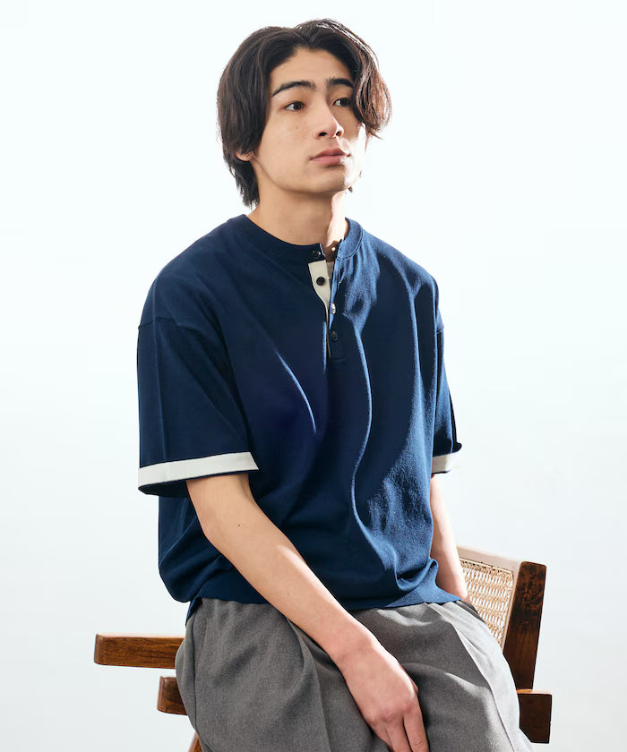Relax Fit Relax Fit Cool Touch Color Block Henry Neck Pullover 【Limited Edition】