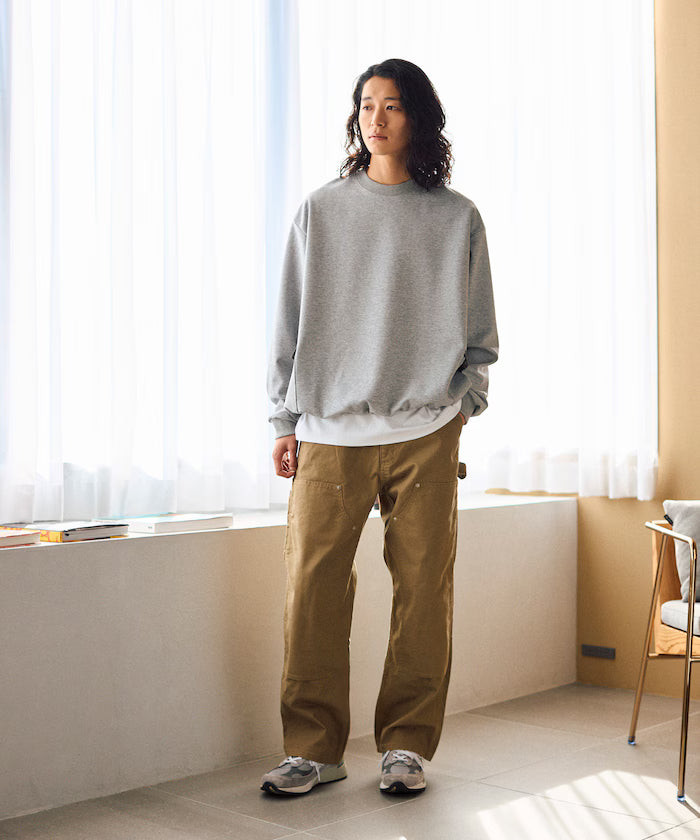 <New Color Added> Side Pocket Spindle Cardboard Crew Neck Sweatshirt