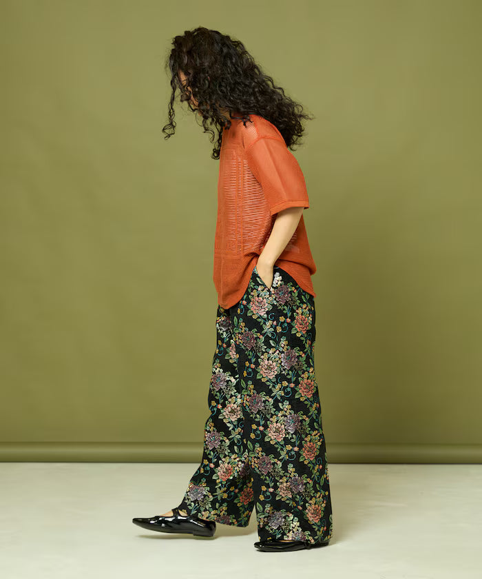 Flower Jacquard Wide Pants