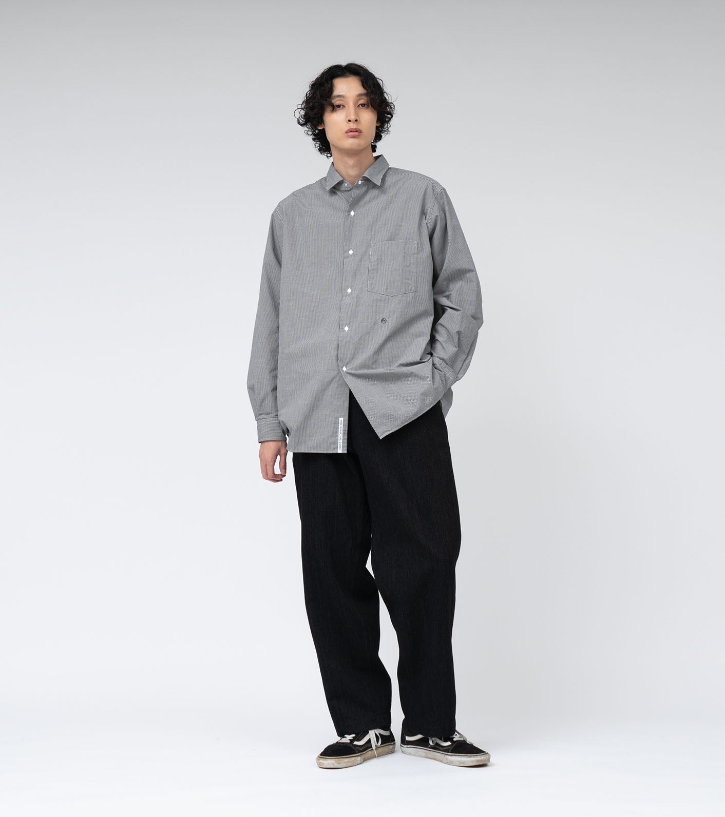 Regular Collar Gingham Check Wind Shirt